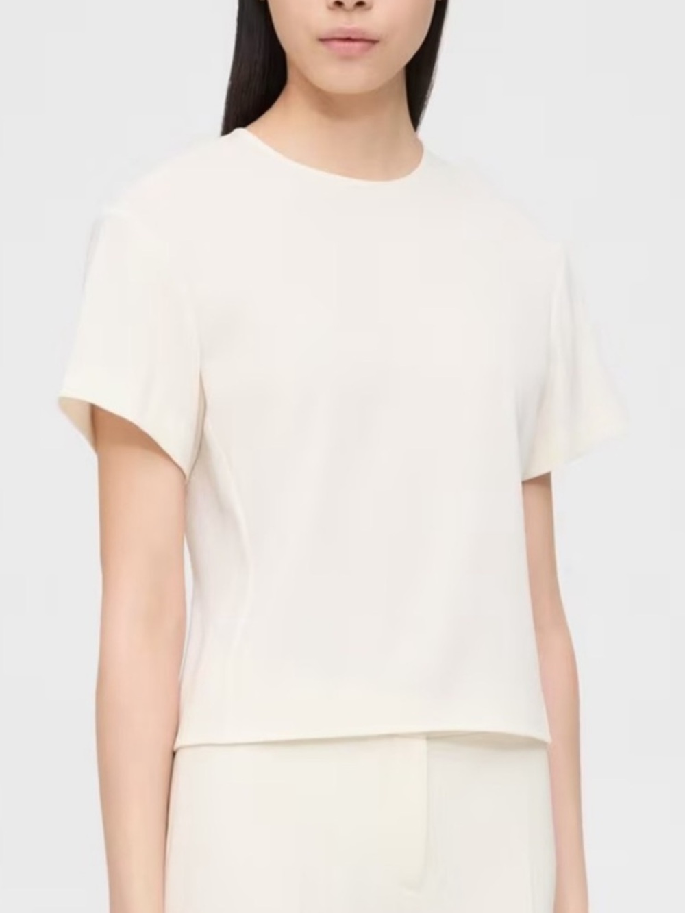 Theory NEW Ivory Short Sleeve Butterfly Blouse Career Preppy Quiet Luxury Large